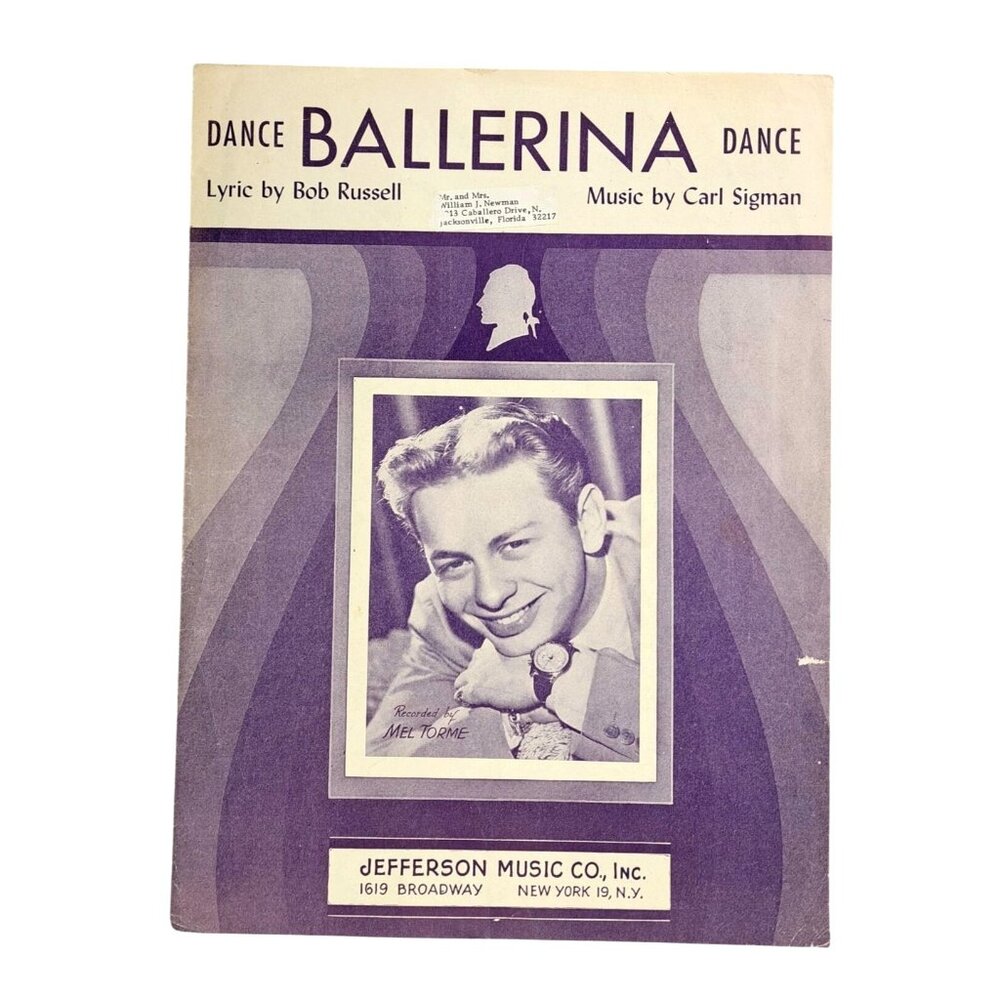 Vintage Mel Torme Ballerina Dance Sheet Music 1947 Bob Russell Carl Sigman